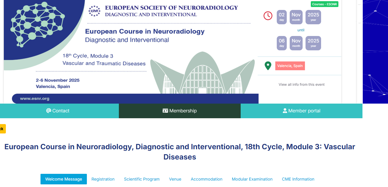 European Course in Neuroradiology, Diagnostic and Interventional, 18th Cycle, Module 3: Vascular Diseases
